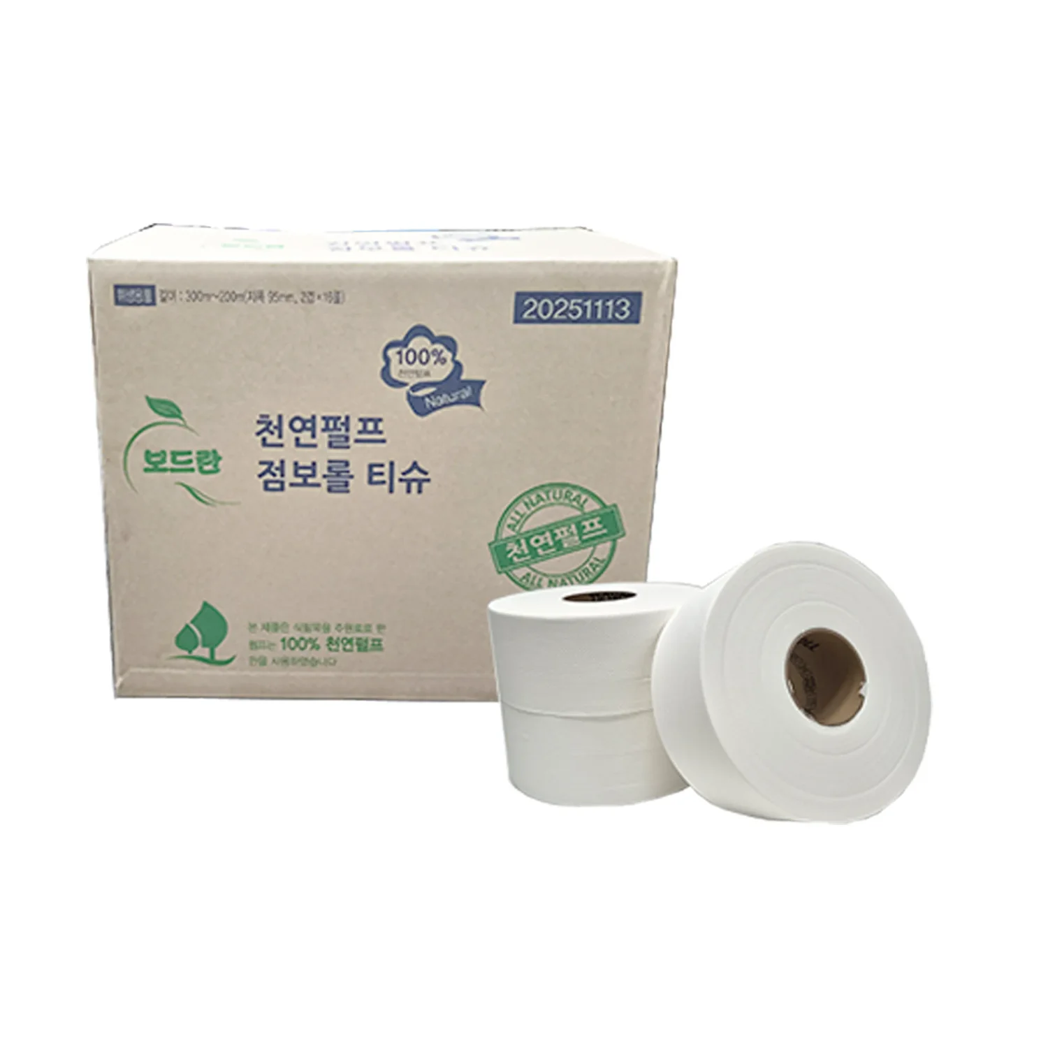 [보드란]천연펄프 점보롤 티슈 1박스 16롤 