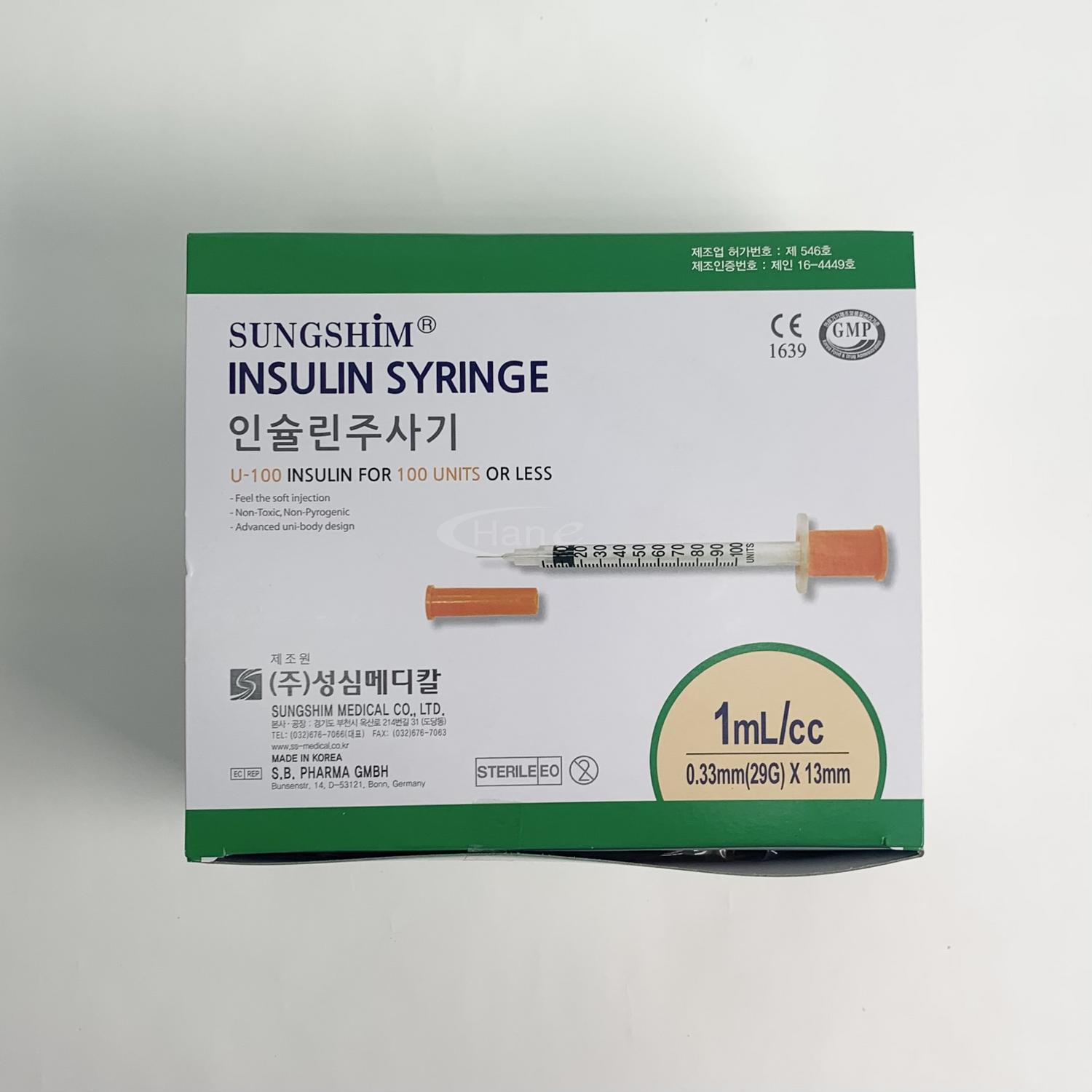 [성심]인슐린주사기 (1ml 29G*13mm 봉침용)
